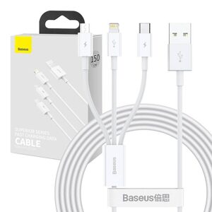 Baseus Kabel USB 3v1 Baseus Superior Series, USB na micro USB / USB-C / Lightning, 3,5 A, 1,2 m (bílý)
