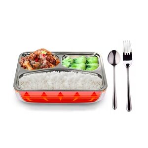 Ohřívací box na jídlo s kovovou nádobou a příborem