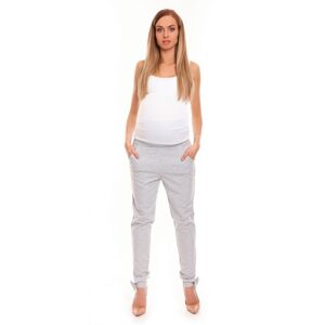 Be MaaMaa Těhotenské, bavlněné kalhoty/tepláky s pružným pásem - šedé - L/XL