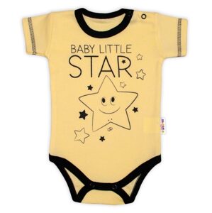 Baby Nellys Body krátký rukáv Baby Nellys, Baby Little Star - žluté, vel. 80
