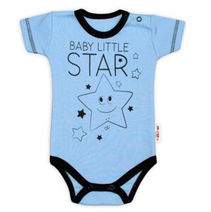 Baby Nellys Body krátký rukáv Baby Nellys, Baby Little Star - modré, vel. 56 - 68 (3-6m)