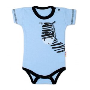 Baby Nellys Body krátký rukáv Baby Nellys, Zebra - modré, vel. 80 - 80 (9-12m)