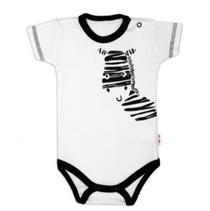 Baby Nellys Body krátký rukáv Baby Nellys, Zebra - bílé, vel. 56 - 56 (1-2m)