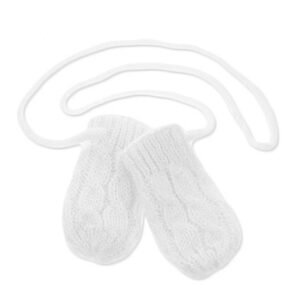Baby Nellys Zimní pletené kojenecké rukavičky se vzorem - bílé, Baby Nellys - 56-68 (0-6 m)