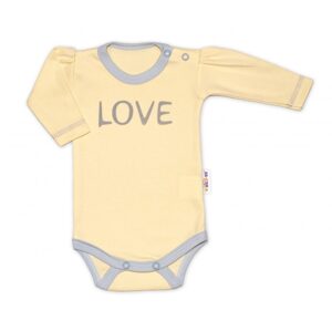 Baby Nellys Body dlouhý rukáv Love - žluté, vel. 56 - 56 (1-2m)