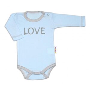 Baby Nellys Body dlouhý rukáv Love - modré - 56 (1-2m)