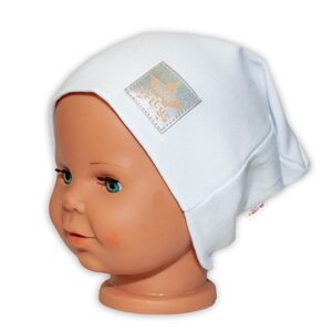 Baby Nellys Hand Made Dětská funkční čepice s dvojitým lemem - bílá - 110 (4-5r)