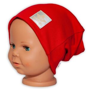 Baby Nellys Hand Made Dětská funkční čepice s dvojitým lemem - červená - 110 (4-5r)