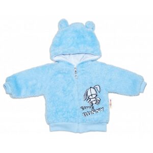 Baby Nellys Zimní kabátek chlupáčková bundička s kapucí Cute Bunny Baby Nellys - modrá