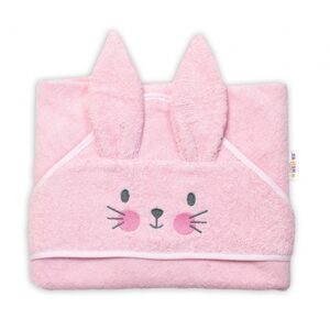 Baby Nellys Dětská froté osuška s kapucí 80 x 80 cm, Cute Bunny - růžová, Baby Nellys