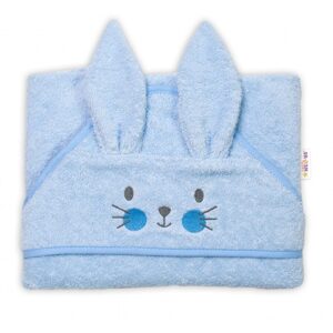 Baby Nellys Dětská froté osuška s kapucí 80 x 80 cm, Cute Bunny - modrá, Baby Nellys