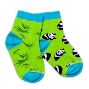 Baby Nellys Bavlněné veselé ponožky Panda - zelené, vel. 104/116