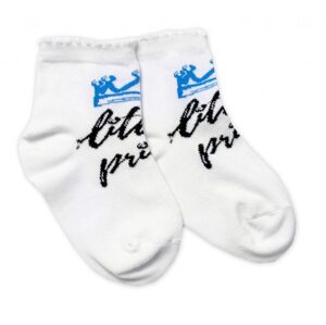 Baby Nellys Bavlněné ponožky Little prince - bílé, vel. 104/116
