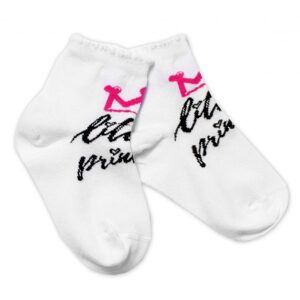 Baby Nellys Bavlněné ponožky Little princess - bílé, vel. 104/116