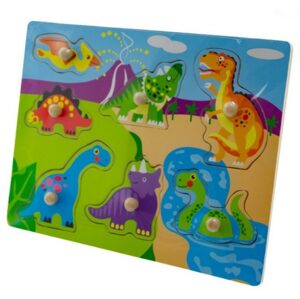 TULIMI Dřevěné zábavné puzzle vkládací 30x22,5cm - Dinosauři