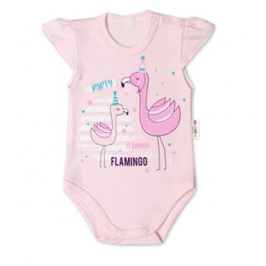 Baby Nellys Bavlněné kojenecké body, kr. rukáv, Flamingo - sv. růžové - 56 (1-2m)