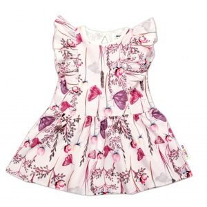 Baby Nellys Letní šaty s krátkým rukávem Motýlci - růžové - 68 (3-6m)