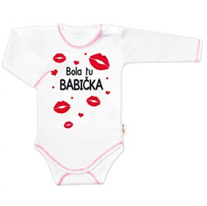 Baby Nellys Body dlouhý rukáv s vtipným textem Baby Nellys, Bola tu BABIČKA, vel. 80