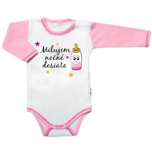 Baby Nellys Body dl. rukáv s vtip. textem Baby Nellys, Milujem nočné desiate, holka - 80 (9-12m)