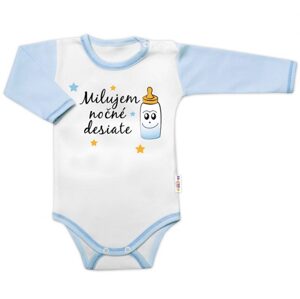 Baby Nellys Body dl. rukáv s vtip. textem Baby Nellys, Milujem nočné desiate, vel. 62, kluk