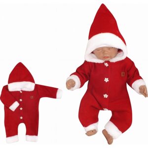 Z&Z Z&Z Dětský pletený overálek s kapucí Baby Santa, červený, vel. 80 - 56 (1-2m)