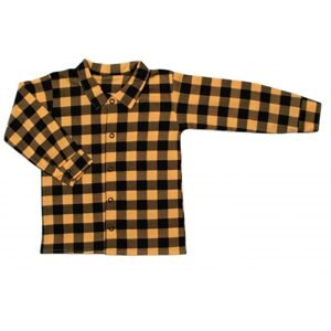 Mrofi Dětská košile MROFI dlouhý rukáv Luke - žluto/černá kostička - 104 (3-4r)