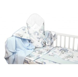Baby Nellys 6-ti dílná výhod. sada s dárkem pro miminko Baby Nellys, 120x90 Slon a duha, modrá/bílá
