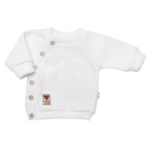 Baby Nellys Dětský pletený svetřík s knoflíčky, zap. bokem, Hand Made Baby Nellys, bíly - 56-62 (0-3m)