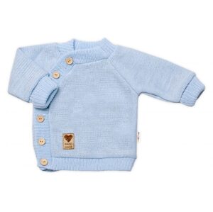 Baby Nellys Dětský pletený svetřík s knoflíčky, zap. bokem, Hand Made Baby Nellys, modrý, vel. 68/74 - 68-74 (6-9m)