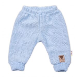 Baby Nellys Pletené kojenecké kalhoty Hand Made Baby Nellys, modré - 68-74 (6-9m)