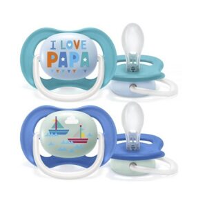 AVENT Dudlík Ultra Air Animals, 6-18m - I Love Papa Avent, modrý