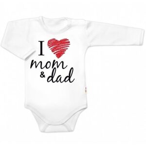 Baby Nellys Body dlouhý rukáv Baby Nellys, I love mom & dad, vel. 80, unisex