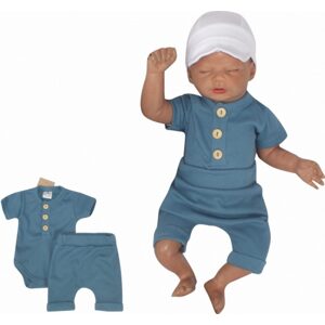 Z&Z Žebrované polo body kr. rukáv + kraťasy 2D Boy Z&Z - modré - 80 (9-12m)