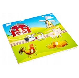 TULIMI Dřevěné zábavné, vkládací puzzle Tulimi - Farma - 6 dílků