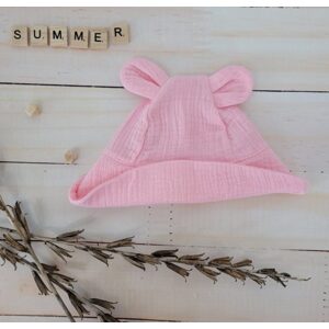 Z&Z Letní mušelínový klobouček Z&Z s oušky, růžový
