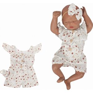 Z&Z Body s nohavičkami kr. rukáv + čelenka, mušelín, 2D sada, Z&Z, bílá - 86 (12-18m)