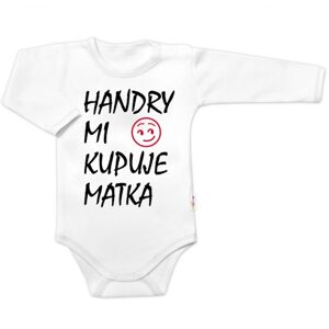 Baby Nellys Body dlouhý rukáv Handry mi kupuje matka, Baby Nellys, bílé, vel. 50