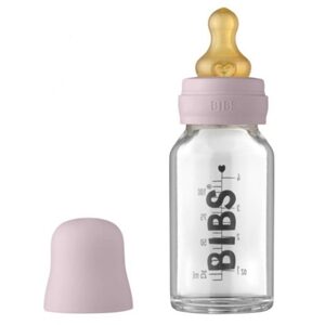 BIBS Skleněná antikoliková lahvička BIBS - 110 ml s kaučukovou savičkou vel. S, lila