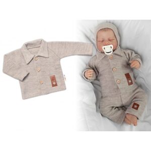 Baby Nellys Pletený svetřík s knoflíčky Boy, Baby Nellys, béžový, vel. 62 - 62 (2-3m)