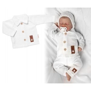 Baby Nellys Pletený svetřík s knoflíčky Boy, Baby Nellys, bílý, vel. 62 - 56 (1-2m)