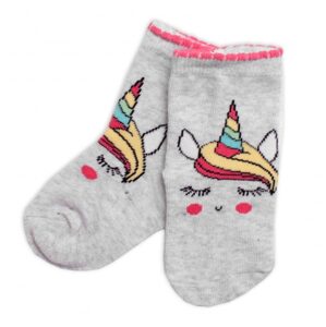 BN Dětské bavlněné ponožky Jednorožec - šedé - 19-22