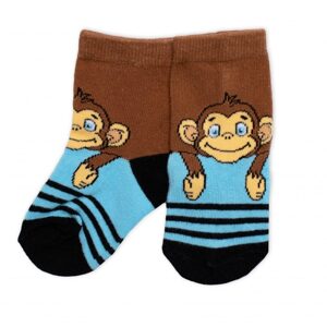 BN Dětské bavlněné ponožky Monkey - hnědé/modré, vel. 19/22 - 19-22