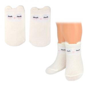 BN Dívčí bavlněné ponožky Smajlík 3D - smetanové, vel. 68/80 - 1 pár - 80-86 (12-18m)
