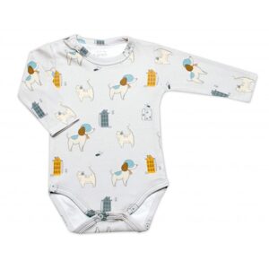 K-Baby Bavlněné body dlouhý rukáv Dog&Cat K-Baby, modré, veľ. 80 - 80 (9-12m)