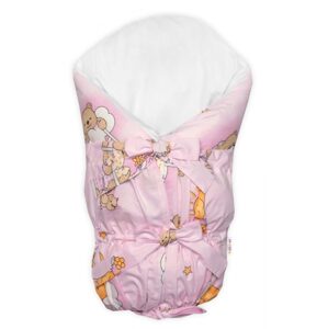 Baby Nellys Bavlněný náhradní povlak na zavinovačku 71x78cm, LALLY Medvídek na žebříku, růžový