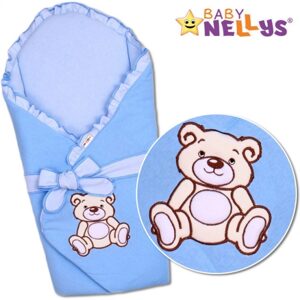 Baby Nellys Zavinovačka s výztuží Teddy Bear - jersey - modrá