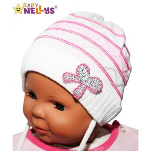 Baby Nellys Čepička Proužek Baby Nellys ® na zavazování - bílá - 56-68 (0-6 m)