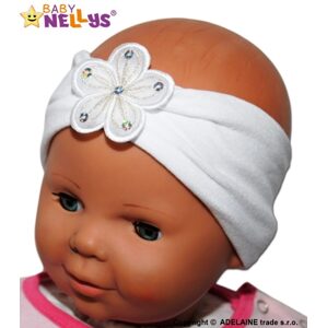 Baby Nellys Čelenka Baby Nellys ® s květinkou - bílá, 80/92