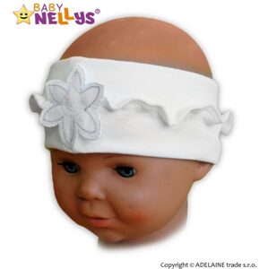 Baby Nellys Čelenka Baby Nellys ® s květinkou a volánkem - bílá, 80/92 - 80-92 (12-24m)