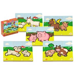 Teddies Puzzle Moje první zvířátka dřevěné 18 dílků pro nejmenší v krabičce 13x11,5x4,5cm 12m